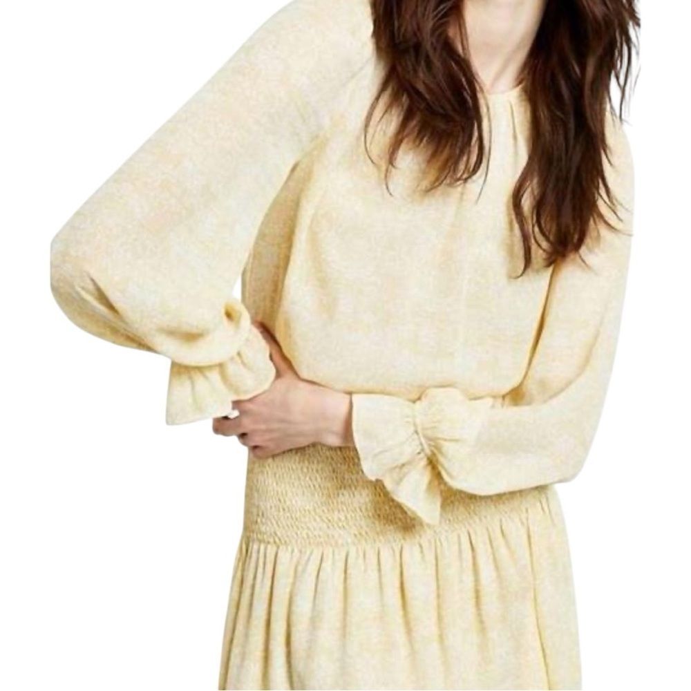 🆕 NWT Spring Yellow & Cream Smoked Dress any Lucy Paris Women’s Small